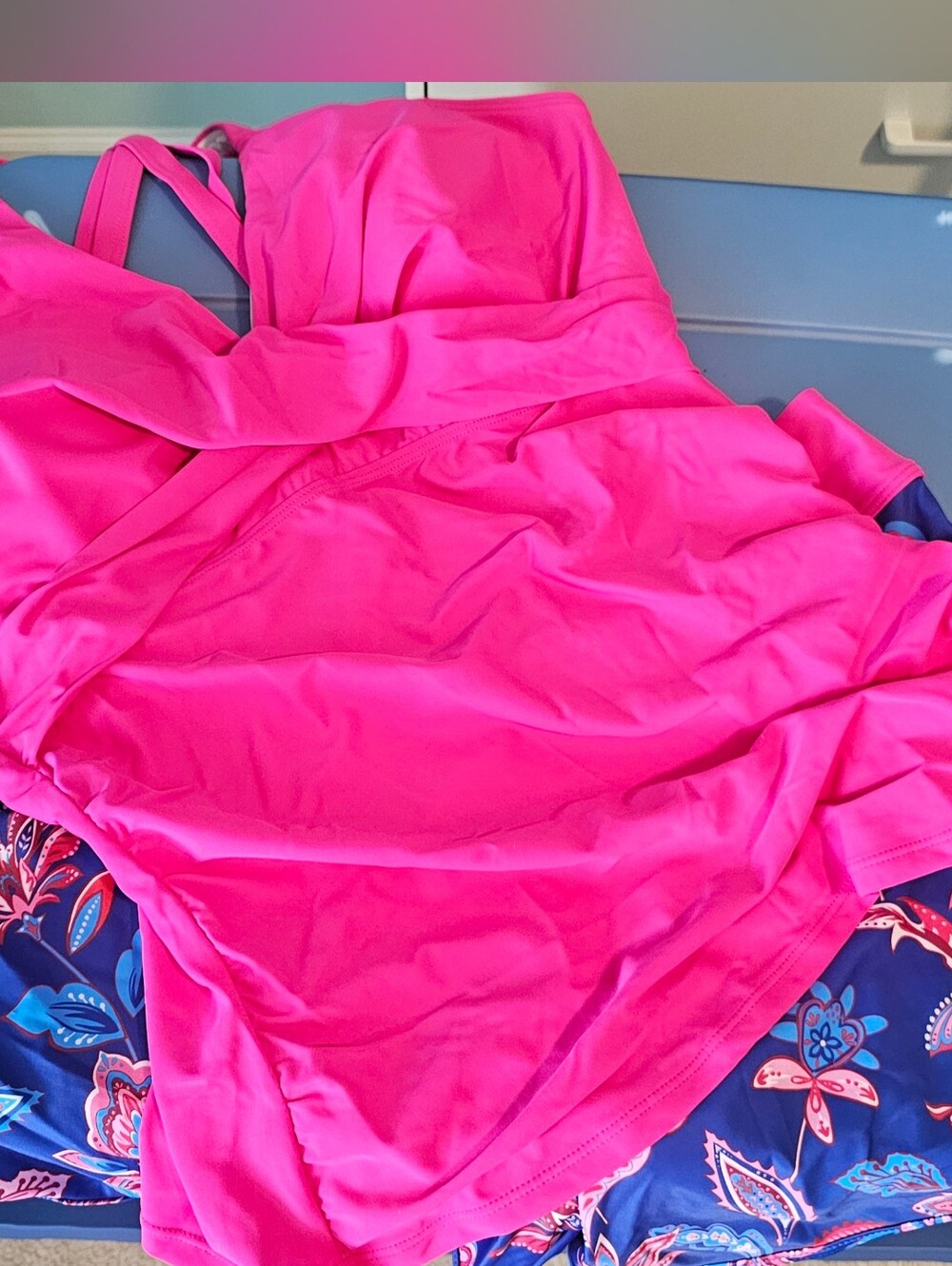 NWT- Tempt Me Pink Paisley Tankini Swimsuit- Size XL